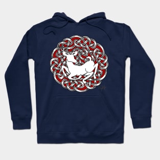 The White Hart Stag Celtic Heraldic shield Hoodie